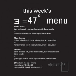 element 47 aspen menu