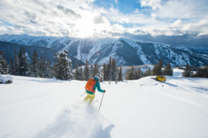 Skiing Powder While Snowcat Skiing in Aspen Colorado